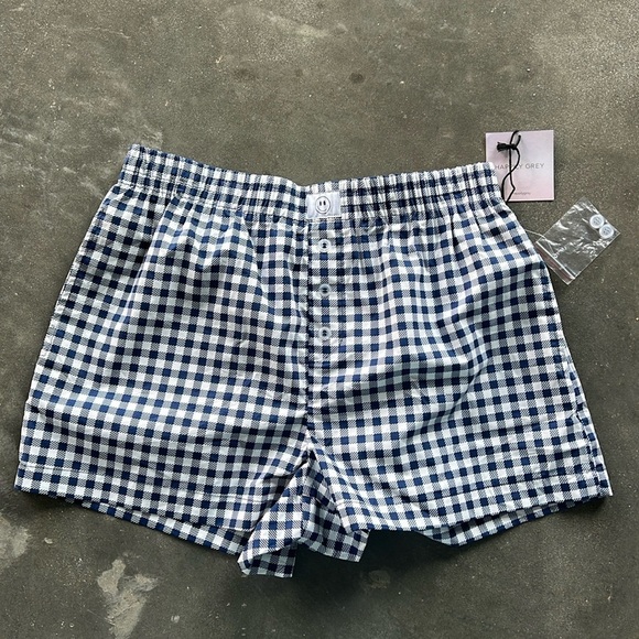 Happily Grey Check Plaid Boxer Shortss - Picture 1 of 6